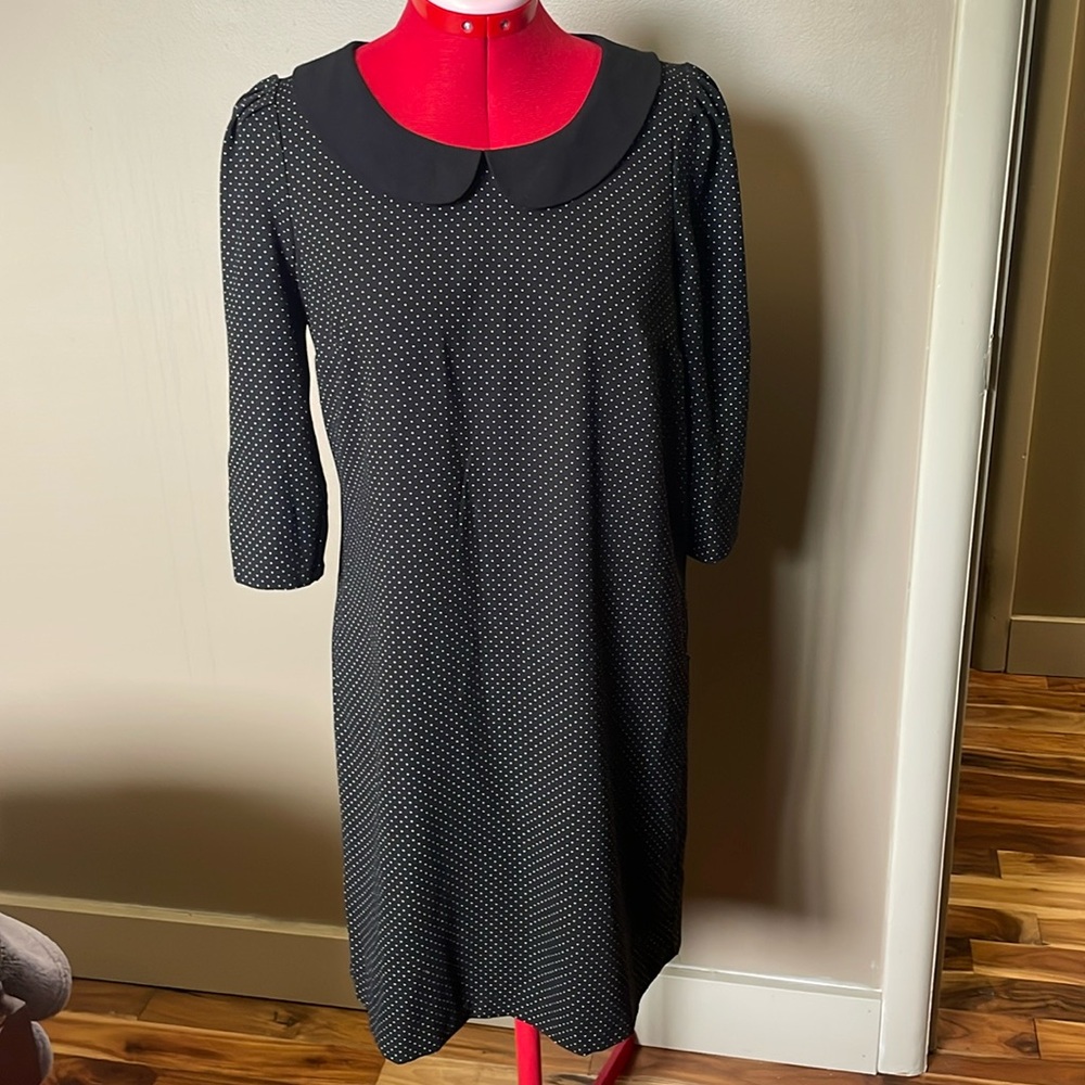3/$25 🏷️ Jacob black & white polka dot shift dress with Peter Pan collar